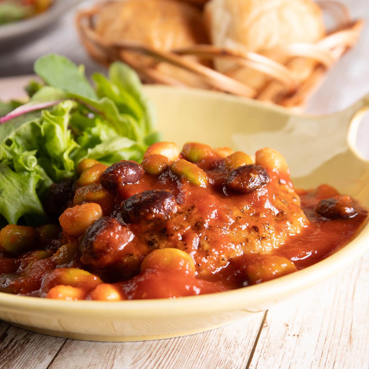 ■三種の豆のトマト煮込み豆腐ハンバーグ2個<冷凍>