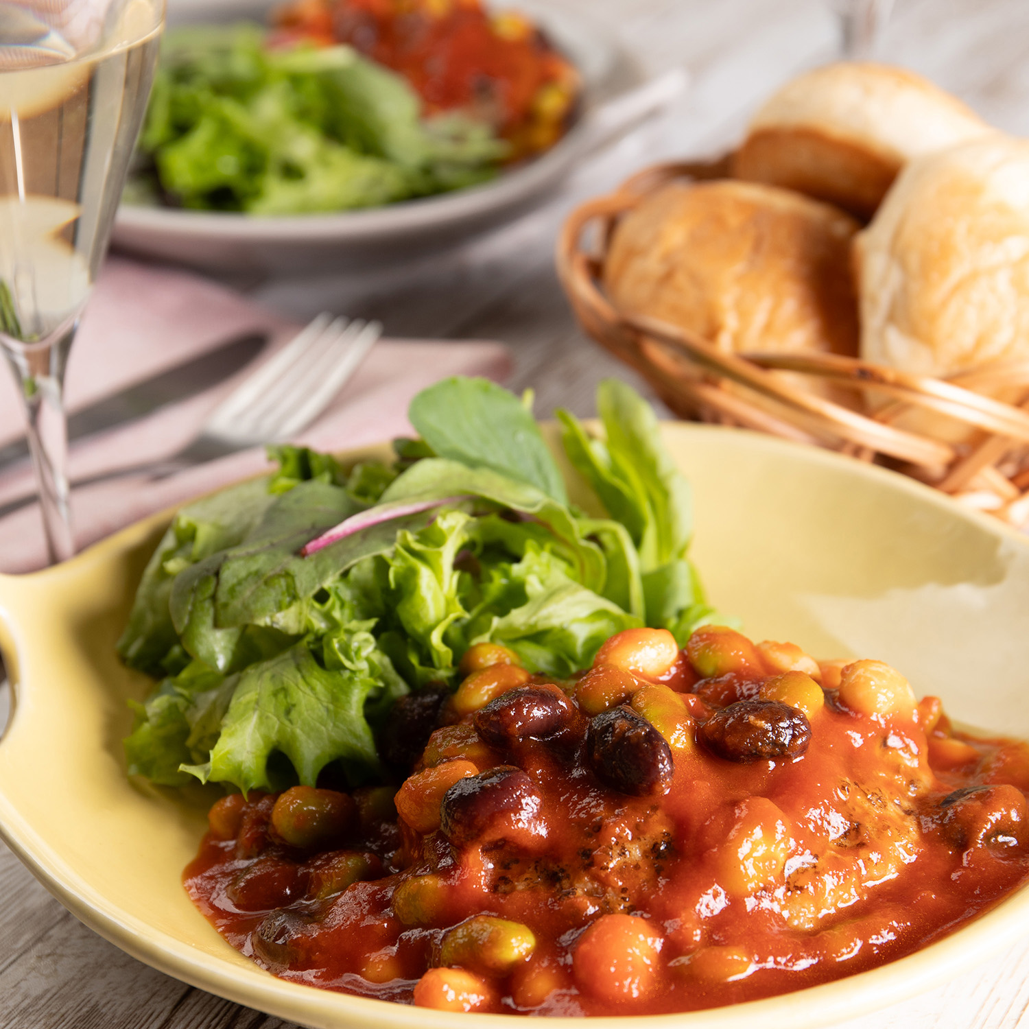 ■三種の豆のトマト煮込み豆腐ハンバーグ2個<冷凍>